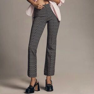Anthropologie Maeve The Margot Black, Pink & White Chevron Kick Flare Pant